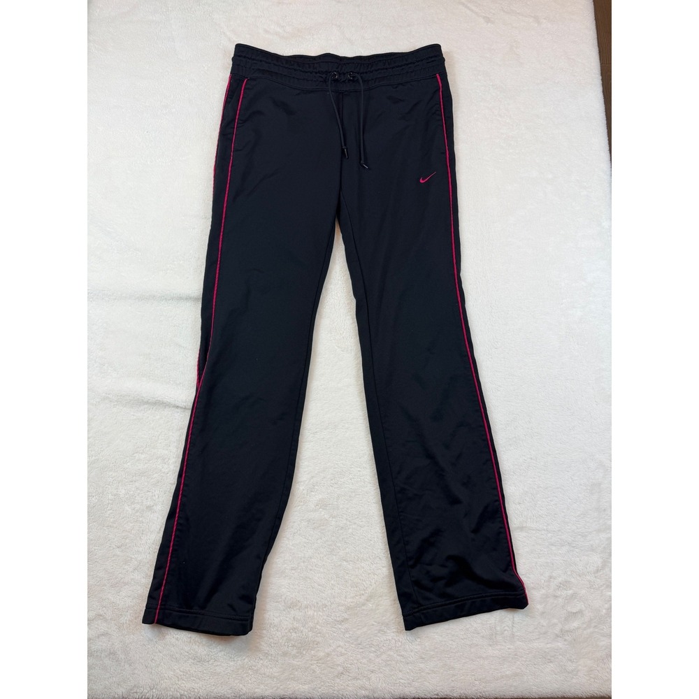 Nike Athletic Dept Womens Small Black Track Pants Pink Piping Swoosh Logo S